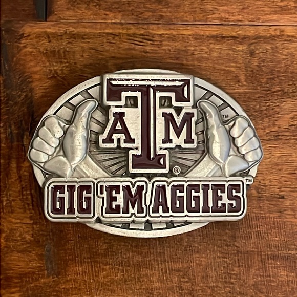 Texas A&M University Belt Buckle GIG EM AGGIES NCAA 2003 pewter - Picture 1 of 5